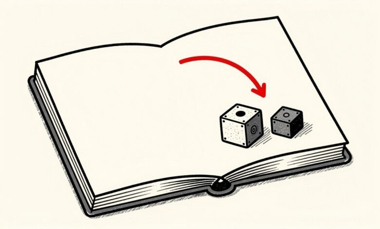 Ilustración generada con IA: libro abierto con una flecha roja hacia dos módulos, que alude al paso de los Gems a las skills